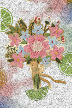 珐琅彩鲜花粉色小清新装饰画