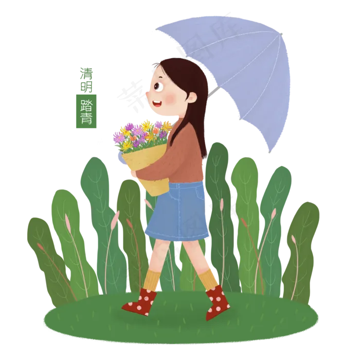 清明踏青采花(2300X2300(DPI:300))psd模版下载