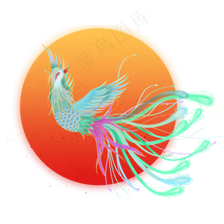 国潮风格彩色凤凰