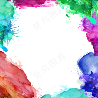晕染水彩边框,免抠元素