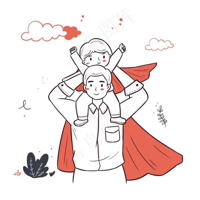 父亲节简笔画线描风(2000X2000(DPI:300))psd模版下载