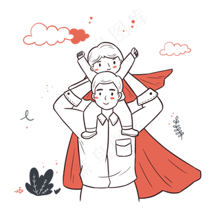 父亲节简笔画线描风