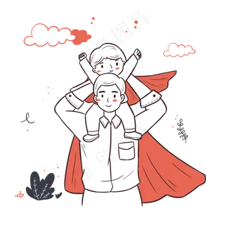 父亲节简笔画线描风