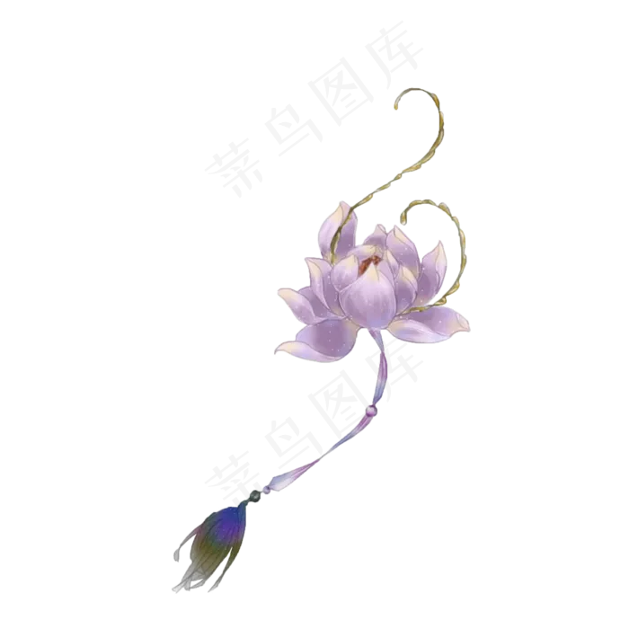 古风素材紫色荷花灯(2000X2000(DPI:300))psd模版下载