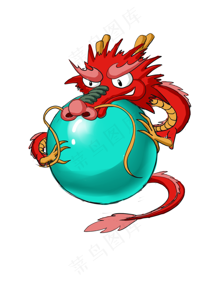 红色的龙与蓝龙珠,免抠元素(3507X4960(DPI:300))psd模版下载