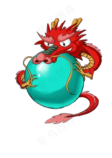 红色的龙与蓝龙珠,免抠元素 红色的龙与蓝龙珠,免抠元素