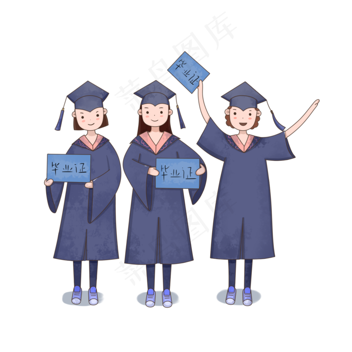 毕业季之穿学士服的人物免抠素材(2000X2000(DPI:300))psd模版下载