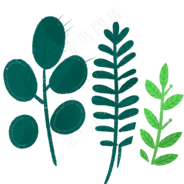 绿色的的卡通枝叶植物