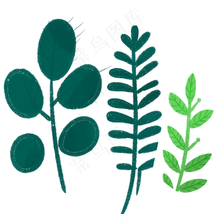 绿色的的卡通枝叶植物(2000X2000(DPI:300))psd模版下载