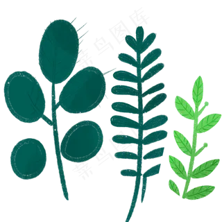 绿色的的卡通枝叶植物