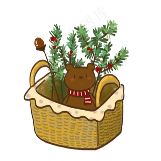 手绘圣诞节装饰小熊PNG免抠素材