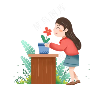 老师节老师闻鲜花素材