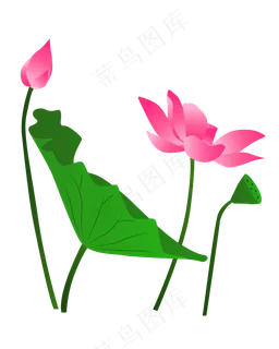 矢量卡通粉色莲花