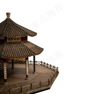 一个复古的水上凉亭,免抠元素