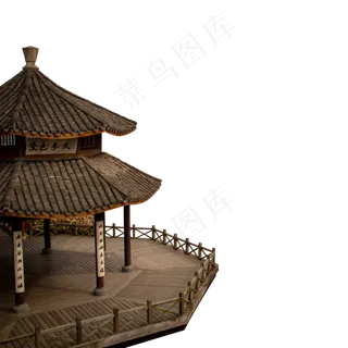 一个复古的水上凉亭,免抠元素
