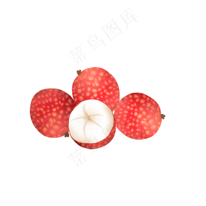 手绘可爱小清新新鲜荔枝,免抠元素