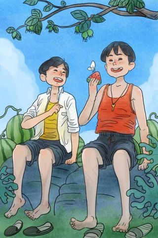 小时候夏天阳光下的生活