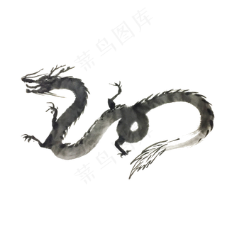 图腾水墨纹饰龙神兽剪影PNG,免抠元素