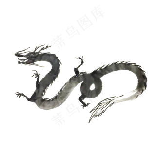 图腾水墨纹饰龙神兽剪影PNG,免抠元素
