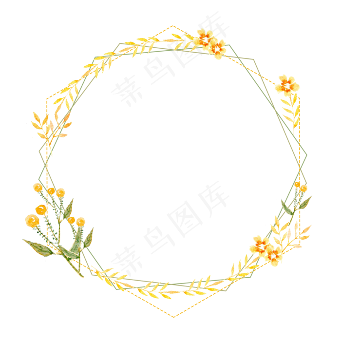 唯美水彩花朵边框(2400X2400(DPI:300))psd模版下载