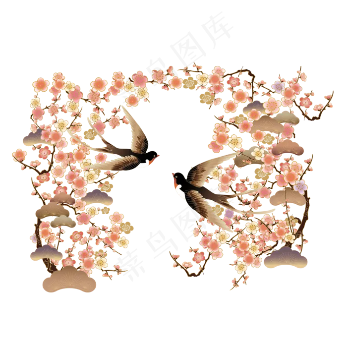 国潮燕子(2000*2000px 300 dpi )ai矢量模版下载