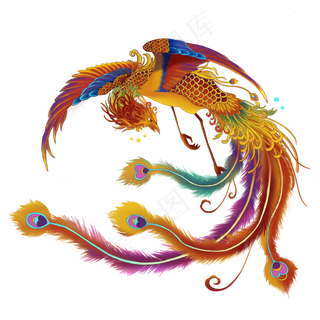 国潮凤凰飞天图,免抠元素