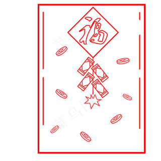 元旦红色的爆竹边框,免抠元素