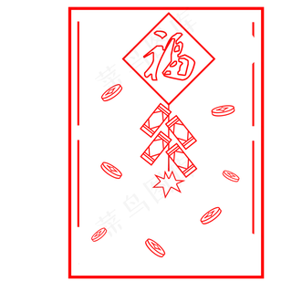 元旦红色的爆竹边框,免抠元素