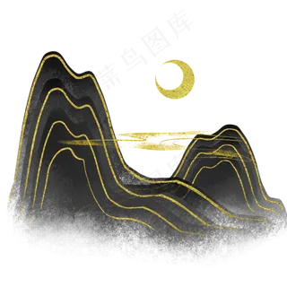 黑金国潮山水风景