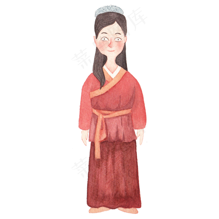 美女水彩人物免抠手绘卡通古装汉