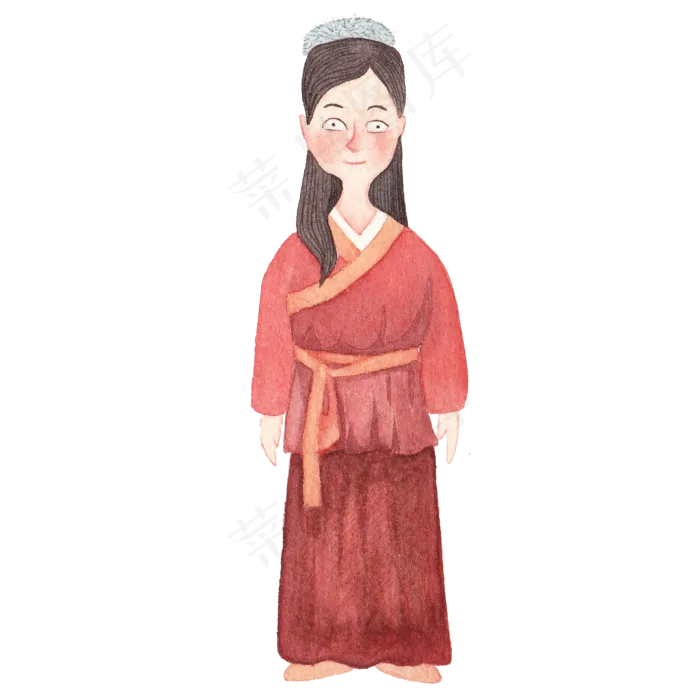 美女水彩人物免抠手绘卡通古装汉(2000X2000(DPI:300))psd模版下载