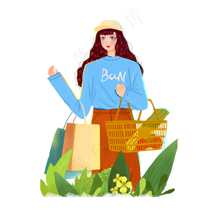 618大采购狂欢女孩png素材