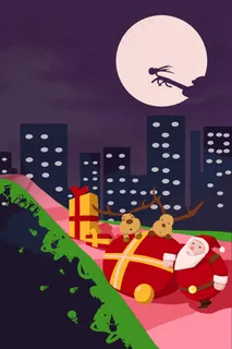 卡通扁平圣诞节圣诞老人