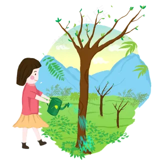植树节浇水卡通手绘场景