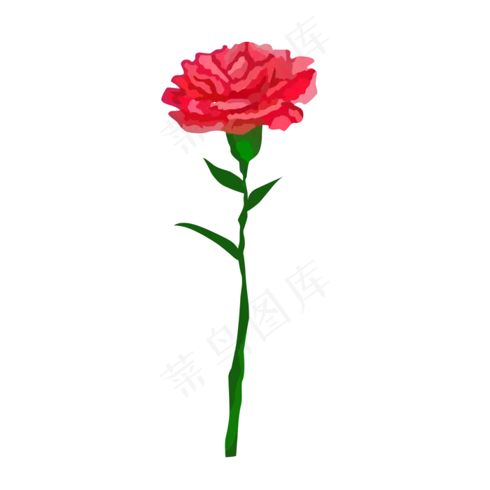 一朵手绘母亲节康乃馨免抠素材(2000*2000px 300 dpi )ai矢量模版下载
