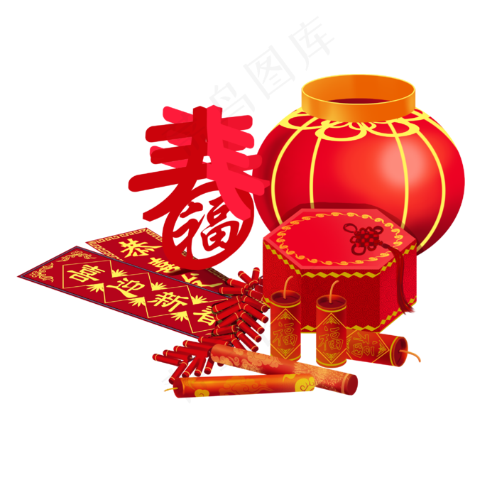 新年新春春节年货节,免抠元素(3000X3000(DPI:300))psd模版下载