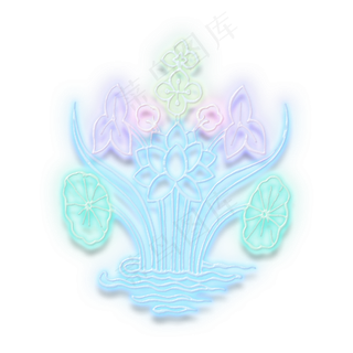 彩色霓虹灯莲花荷花卉装饰