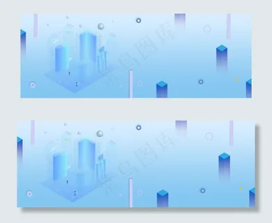 蓝色流体渐变长方体图形科技banner