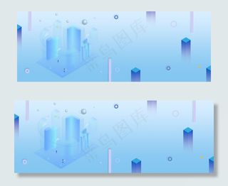 蓝色流体渐变长方体图形科技banner