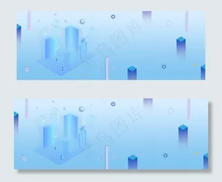 蓝色流体渐变长方体图形科技banner