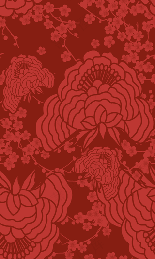 中国风复古大红色花纹纹理图案
