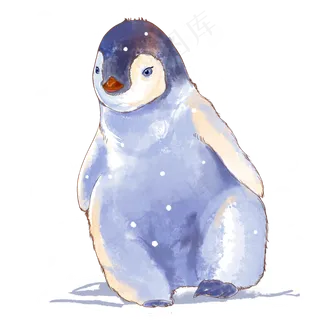 冬天企鹅水彩