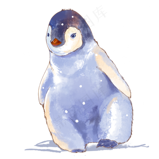 冬天企鹅水彩
