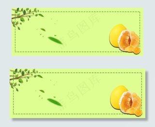 秋季新鲜柚子简约清新青色banner