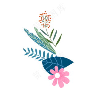 卡通春天鲜花绿叶下载