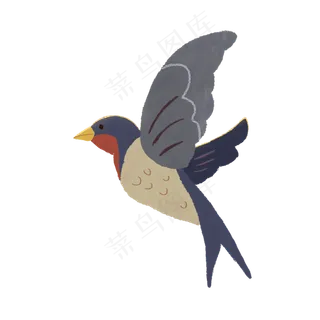 蜡笔手绘春天的燕子