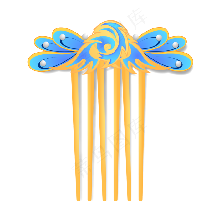 蓝色古风簪子(3000X3000(DPI:300))ai矢量模版下载