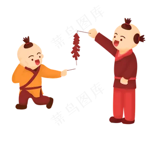 鼠年新年2020农历新年习俗放鞭炮�,免抠元素