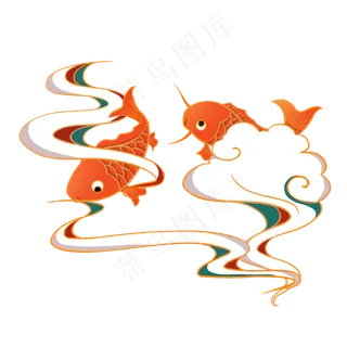 国潮金边七彩祥云锦鲤