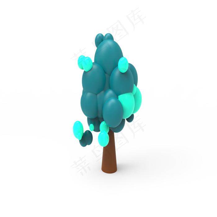 c4d卡通树蓝色
